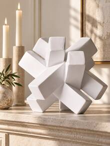 1pc White Geometric Knot Sculpture, Modern Abstract Decorative Statue, Minimalist Tabletop Decor For Living Room Coffee Table Bookshelf Entryway Office Desk Bedroom And Home - Multiple Styles - View 8