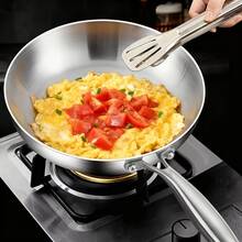 1pc Thick 316 Stainless Steel Frying Pan/Wok/Chef Pan, Multi-Layer Steel Structure Non-Stick Flat Bottom Pan, Even Heat Distribution, Coating-Free, Suitable For Gas Stove And Induction Cooktop - View 4