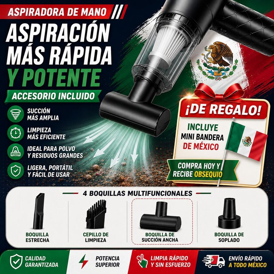 4-In-1 Portable Handheld Vacuum With 4 Nozzles + Free Mini Mexican Flag - A - View 1