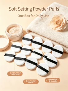 5/10/20Pcs Skin‑Friendly Short‑Plush Powder Puff, Round Reusable Setting Cosmetic Puff, Even Powder Pick‑Up Makeup Puff For Loose Powder & Honey Powder, Multi‑Pack Makeup Accessory - Multicolor - View 2