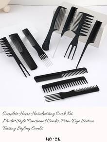 10/9/8/7/6/5/4/3/2pcs/Set Multi-Function Professional Hair Comb Set, Styling & Sectioning Combs For Hair Salon, Home Hair Care - Black - View 7
