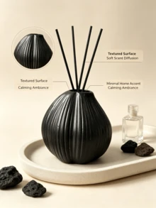 1pc Reed Diffuser Bottle Resin Black White Striped Vase Nordic Style For Bedroom Living Room Tabletop Shelf Decor Fragrance Container Home Decor - Vertical Texture - View 9