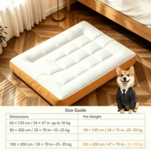 1‑Piece White Grid Quilted Pet Bed, Modern Style Polyester Rectangular Cushion, Stitched Edge Soft Support Sleeping Mat For Dogs Cats, Indoor Bedroom Floor Use All‑Season Pet Supplies - White - View 3