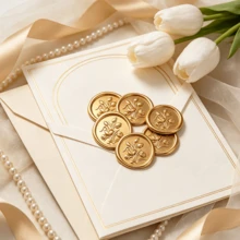 20入/包 3D鬱金香蠟封貼紙，婚禮邀請函信封封口貼，自黏式白色花朵貼紙，適用於邀請函、禮物包裝、聖誕節 - 鬱金香-棕色 - 查看 11