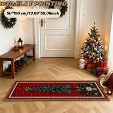 1pc Christmas Beautiful Pathway Cute Christmas Gingerbread House Decorative Rug, Red Cute Floor Mat, Decorative Rug, Bedroom Decor, Small Rug, Rug, Home Decor, Living Room Rug, Living Room Small Rug, Bedroom Rug, Living Room Home Decor, Outdoor Rug, Washable Rug - Multicolor - View 5