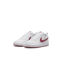 Nike COURT BOROUGH RECRAFT Comfortable Versatile GS Low-Top Sneakers White/Red Unisex - White - View 2