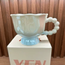 陶瓷可愛咖啡杯 情侶波浪杯緣馬克杯 珍珠手柄飲水杯 適用咖啡/茶 INS風設計高級咖啡杯 抹茶杯 果汁杯 家用/下午茶/廚房餐具禮品 情人節送給她/他的禮物 生日禮物 餐具套組 - 彩色 - 查看 12