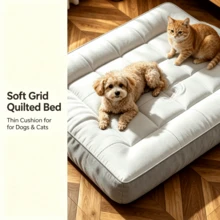 1 miếng thảm nằm cho thú cưng kẻ ô màu xám, đệm thú cưng hình chữ nhật chần bông bằng polyester phong cách tối giản hiện đại, mềm mại chống trượt, phù hợp cho chó và mèo, dùng trong phòng ngủ và phòng khách, bốn mùa - Xám - Xem 6