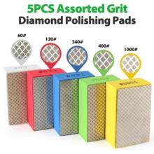 Diamond Hand Polishing Pads, 5PCS Diamond Grinding Pads, 60/120/240/400/1000 Grit Sanding Blocks, Suitable For Tile, Glass, Stone, Marble, Granite, Ceramic, Metal, Wet And Dry Grinding - 5Pcs -60/120/240/400/1000 Grit - View 3