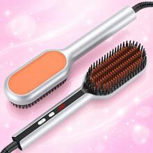 UKLISS 2026 Latest Negative Ion Straightening Brush, 30s Fast Heating LCD Display Anti-Curl Hot Comb, Travel Styling Tool For All Hair Types, Suitable For All Hair Textures, Thick, Fine, Soft Hair, One-Stroke Smooth, Great Choice For Straight Hair - Silver - View 9