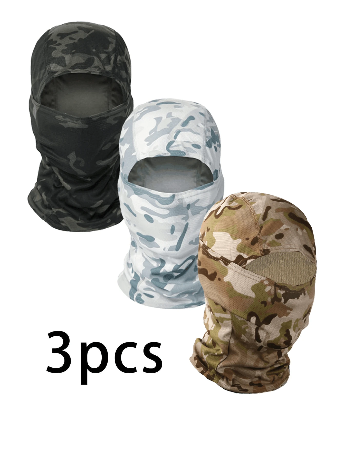 1pc Or 3pcs Unisex Ski Balaclava Mask Camouflage Full Face Cover, Windproof Sun Protection Breathable Mask, UV Protection Ski Scarf, Suitable For Men/Women/Workers Ski Masks - Multicolor - View 1