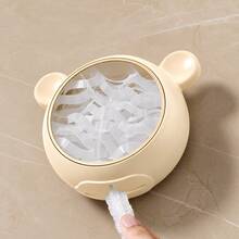 1pc Wall-Mounted Dispenser Box For Plastic Wrap, No Drilling Required, Pull-Out Disposable Food Storage Bags Organizer, Kitchen Home Essential - Beige - View 8