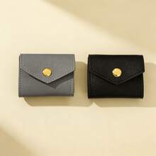 1pc Portable Travel Folding PU Leather Jewelry Storage Bag, Suitable For Earrings, Rings, Necklaces, Mini Jewelry Organizer, Black Grey, Daily/Outdoor/Work/Gift - Leather Jewelry Pouch - View 2