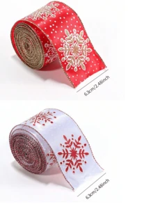 Christmas Snowflake Bow Ribbon, 6.3cm/Inch Wide Christmas Ribbon With Striped Edges, Holiday Red And White Burlap Ribbon, For Gift Wrapping, Christmas Gift Boxes, Gifts - Multi-color - View 13