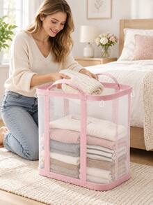 This Breathable, Foldable Laundry Basket Is A Multi-Functional Portable Storage Basket Suitable For Bathrooms And Various Rooms. It Can Be Used As A Laundry Basket, Laundry Tray, Or Large-Capacity Storage Box To Meet The Storage Needs Of Clothing And Various Items. Suitable For Various Spaces, This Casual-Style Laundry Basket Is A Space-Saving Design Suitable For Various Environments. - Multicolor - View 14