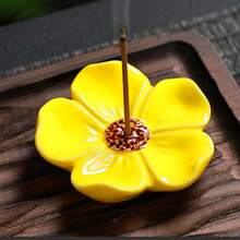 1pc Ceramic Incense Burner, Floral Pattern, Sandalwood Base, Lotus Shape, Suitable For Thanksgiving, Valentine's Day, Wedding, Halloween, Party, Hotel, Mother's Day, Suitable For Dining Table, Living Room, Bedroom, Study Room And Other Decorations - A - View 14