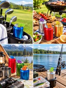 2pcs Random Color 6-Color Soda Can Opener And Soda Can Lid, Beverage Protection Cap, Suitable For Party, BBQ, Camping And Travel - Multicolor - View 6