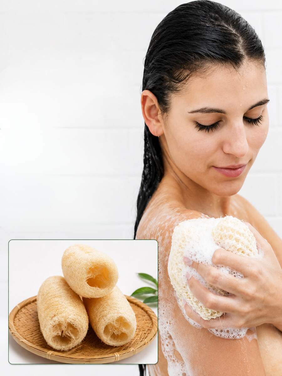 1/2/3/5pcs Natural Organic Loofah Sponge, Powerful Exfoliating Body And Back Scrubbing Ball, Suitable For Men And Women, SPA Beauty Daily Bath Care