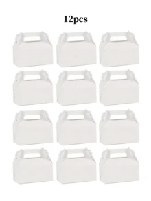 12/24pcs Large Capacity Thickened Kraft Paper Foldable Portable Packaging Boxes, One-Piece Hollow Handle Design, Durable Tear-Resistant, Space-Saving Solid Color Gift Boxes, Suitable For Takeout Delivery, Gifting, Party Celebrations And Daily Use - View 13