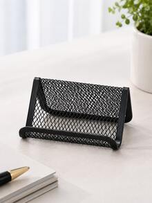 Desktop Business Card Holder, Metal Mesh Business Card Holder With Card Storage And Phone Stand, Compact Desktop Organizer, Suitable For Office, Reception Desk, Front Desk, Home Office, Office Desk Accessories, Desktop Storage, Office Essentials - Multicolor - View 12