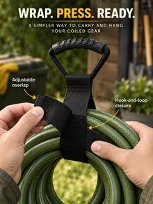 2pcs/4pcs Optional, S Size 44cm/L Size 71.1cm Adjustable Nylon Carrying Hanging Storage Strap, Outdoor Functional Style Black Curved Non-Slip Grip Hook & Loop Binding Strap, Suitable For Camping Gear Organization, Water Pipe & Cable Storage, Yard & Garage Hanging Storage - Multi-pack - View 7
