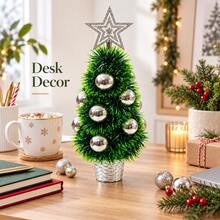 Mini Tabletop Christmas Tree 40cm PVC Holiday Tree With Star Top And Bauble Decor - Silver - View 1