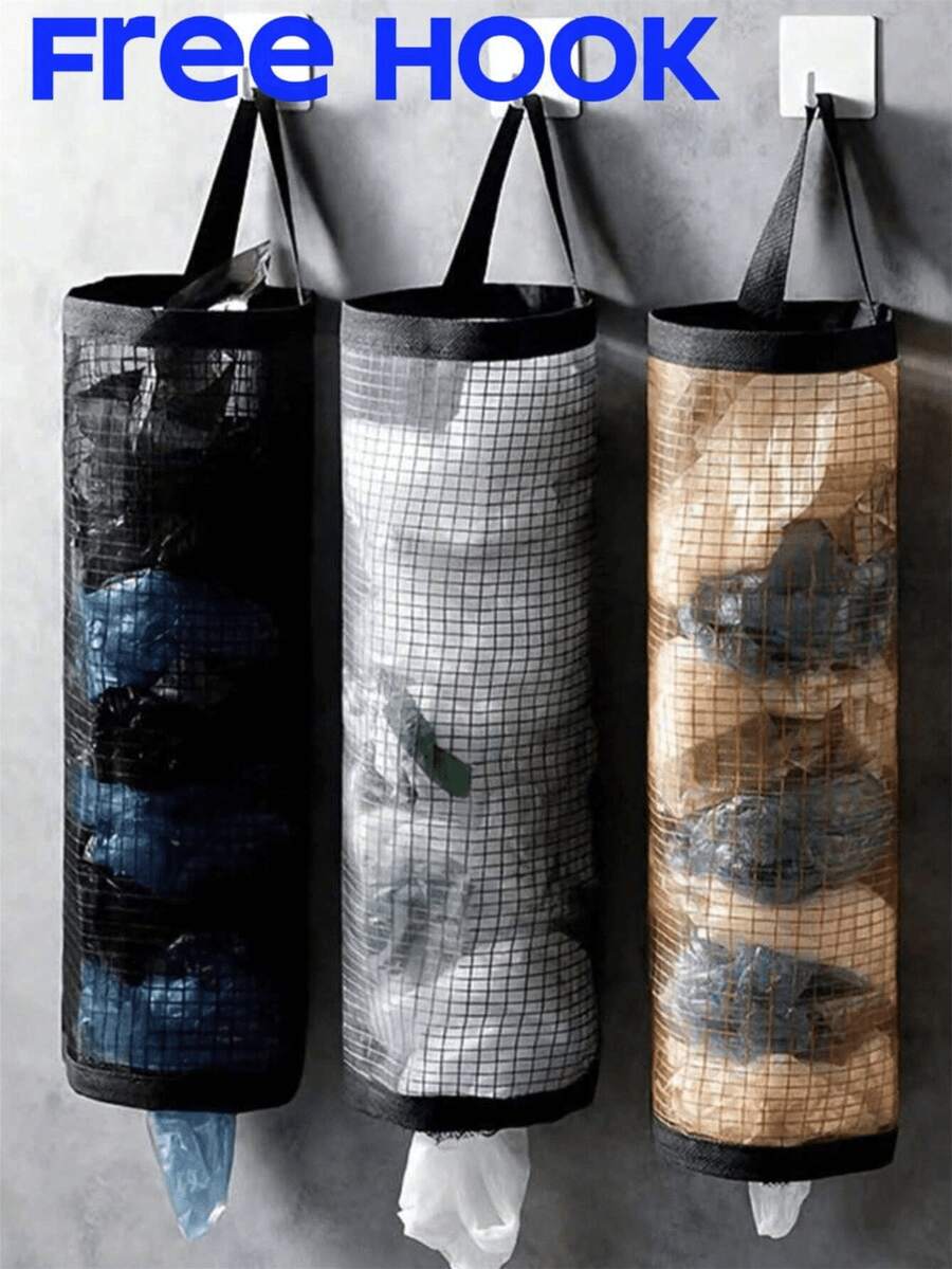 5/3/2/1 buah Tas Penyimpanan Kantong Sampah Gantung, Tas Sepatu Serut Gantung Dinding, Musim Kembali ke Sekolah, Pengatur Kantong Plastik Dapur, Tas Jaring Anyaman, Rak Penyimpanan Kantong Plastik dengan Jaring Gantung - MultiWarna - View 1