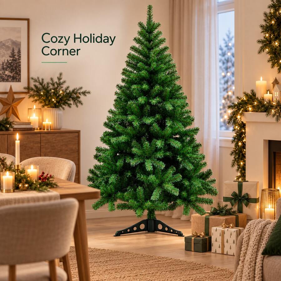 Christmas Decoration Tree Artificial PVC Tree With Stable Base For Indoor Holiday Display - Green - View 1