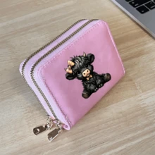 Highland Cow Print Card Holder Lightweight Fashionable Wallet Suitable For Daily Use For Women Double Zipper Mini Wallet Purse Wallet Card Wallet - Multicolor - View 15