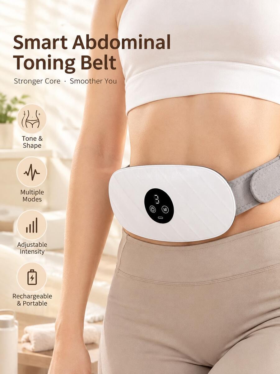 Portable Electric Waist And Abdominal Massage Belt, USB Rechargeable Abdominal Massager With LED Digital Display, 6 Adjustable Working Modes, For Waist And Abdominal Muscle Relief, Home Use
