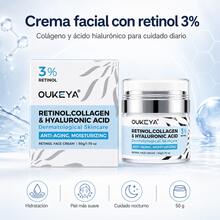 OUKEYA Crema Facial con Retinol, Niacinamida, Ácido Hialurónico, Vitamina E y Péptidos, Hidratante Antiedad para Rostro, Piel Suave y Firme, Uso Diario, 50 g - Crema facial de retinol 50 g - Ver 1