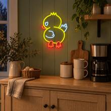 1-Piece USB-Powered Yellow Duckling Neon Sign With Clear PS Backboard, Silicone LED Light Strip And Power Cable, Playful Cartoon Shape With Red Feet And White Wing Details For Playroom, Nursery, Baby Shower And Birthday Decor - Multi-color light - View 1