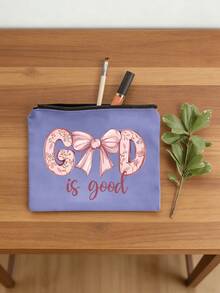 Cosmetic Bag, God Is Good Coquette Bow Floral Print Makeup Pouch, Canvas Zipper Toiletry Bag, Portable Travel Storage Pouch, Women Gift For Holiday Party Daily Use - Multicolor - View 14