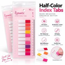 Candy Color Loose-Leaf Index Sticky Notes 200pcs/Pack Semi-Transparent Index Tabs With Index Ruler 10 Colors Book Page Divider Marker Labels - one-size - View 1