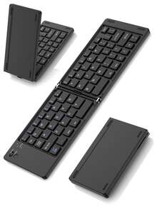 Foldable Wireless Keyboard Compatible With IPad, Computer, PC, Smartphone And Other Devices, Ergonomic Design, Compatible With IOS, Android And Windows Systems, Built-In Rechargeable Battery (150mAh), Full-Size Ultra-Thin Pocket Portable Design, Black - View 10