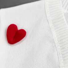 Girls' Knitted Cardigan, Casual Fashion Loose Fit, Dropped Shoulder Sleeves, Heart Decoration, Knitted Cardigan Jacket - White - View 5