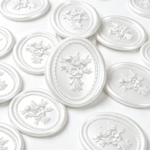 25入/包 3D浮雕花束自黏式蠟封貼紙，適用禮物、婚禮邀請函、信封封口－珍珠白 - Bouquet-珠光白 - 查看 7