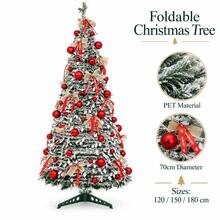 Snow Flocked Christmas Tree Artificial Holiday Decor Tree With Red Ball Decor 70cm Diameter 120-180cm - Multicolor - View 2