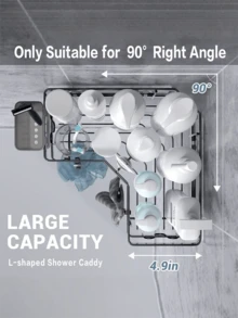 3/2/1pc No‑Drill Adhesive Corner Shower Shelf Set, With Soap Dish & 12 Hooks, Wall‑Mounted Space‑Saving Storage Rack, Practical Home‑DIY Supply, Hot Hardware For Shower Bath Room Household Tidy‑Up Projects - Multicolor - View 2