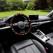 1pc Christmas Style Car Steering Wheel Cover, Breathable Skin-Friendly Durable Holiday Style Steering Wheel Protector, Car Interior Decor Christmas Atmosphere Accessory - Christmas Style Car Steering Wheel Cover - View 7