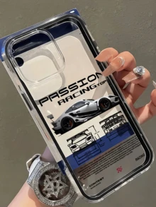 1pc Black Wind-Rushing Car Design 2-In-1 Minimalist Anti-Drop Soft TPU Full Coverage Anti-Stain Phone Case Protective Shell Compatible With Apple 18 17 16 15 14 13 12 11 Pro Max Air And Series - Multicolor - View 2