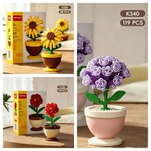 Mini Flower Pot Building Block Set - Rose, Sunflower, Succulent And Bell Flower Vase Construction Toy, ABS Micro Building Blocks Plant Theme Desktop Decoration, Valentine's Day, Mother's Day, Birthday And Christmas Gift - Multicolor - View 7