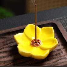 1pc Ceramic Incense Burner, Floral Pattern, Sandalwood Base, Lotus Shape, Suitable For Thanksgiving, Valentine's Day, Wedding, Halloween, Party, Hotel, Mother's Day, Suitable For Dining Table, Living Room, Bedroom, Study Room And Other Decorations - A - View 13