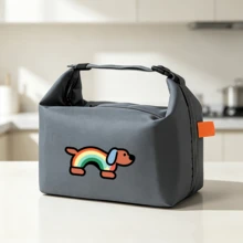 1pc Cartoon Rainbow Dachshund Insulated Lunch Bag, Multi-Color Bento Box Tote, Foldable Large Capacity Handbag For Students, Office Workers, Commuting, Outdoor Picnic Lunch - View 11