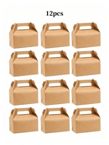 12/24pcs Large Capacity Thickened Kraft Paper Foldable Portable Packaging Boxes, One-Piece Hollow Handle Design, Durable Tear-Resistant, Space-Saving Solid Color Gift Boxes, Suitable For Takeout Delivery, Gifting, Party Celebrations And Daily Use - View 11