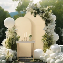 1pc Beige Arch Backdrop, 6ft/6.6ft/7.2ft Wedding Arch Cover, Double-Sided Polyester Fabric Arch Backdrop, Suitable For Birthday Party And Wedding Arch Frame Decoration (Arch Frame And Other Decorations Not Included, Only Arch Backdrop Fabric) - Beige - View 7