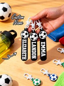 1pc Personalized Name Football Keychain, Backpack Charm Keychain, Customized Letter Football Accessory, Suitable For Football Players - Multicolor - View 3