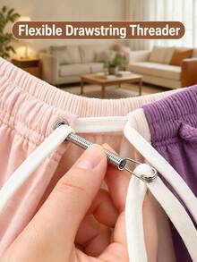 1pc Spring-Loaded Flexible Drawstring Replacement Tool | 2-In-1 Elastic Band Threader, Suitable For Pants, Sweatshirts And Skirts | Home Essential Kit, Includes Waistband Threader, No-Sewing DIY Assistant | Christmas Gift For Women (Steel Spring) - Multiple Styles and Colors - View 5