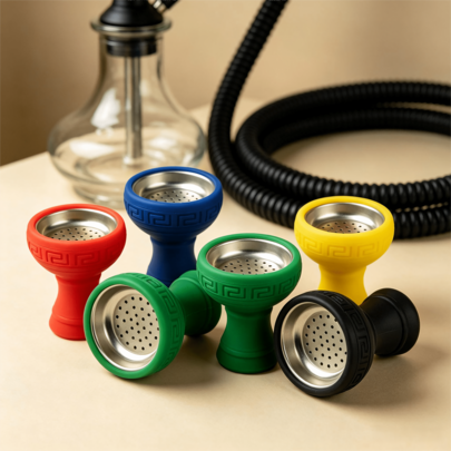 Silicone Hookah Bowl With Stainless Steel Filter Screen, Universal Shisha Replacement Bowl Heat‑Resistant Water Tobacco Holder Multiple Colors