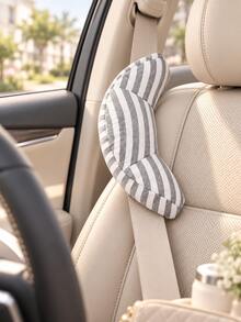 1Pc Universal Soft Striped Car Seatbelt Headrest/Neck Pillow-Comfortable And ; Provides Support For Daily Commutes And Long-Distance Road Trips, Ensuring A Comfortable Driving Experience; Car Interior And Seat Accessory. - Multicolor - View 2